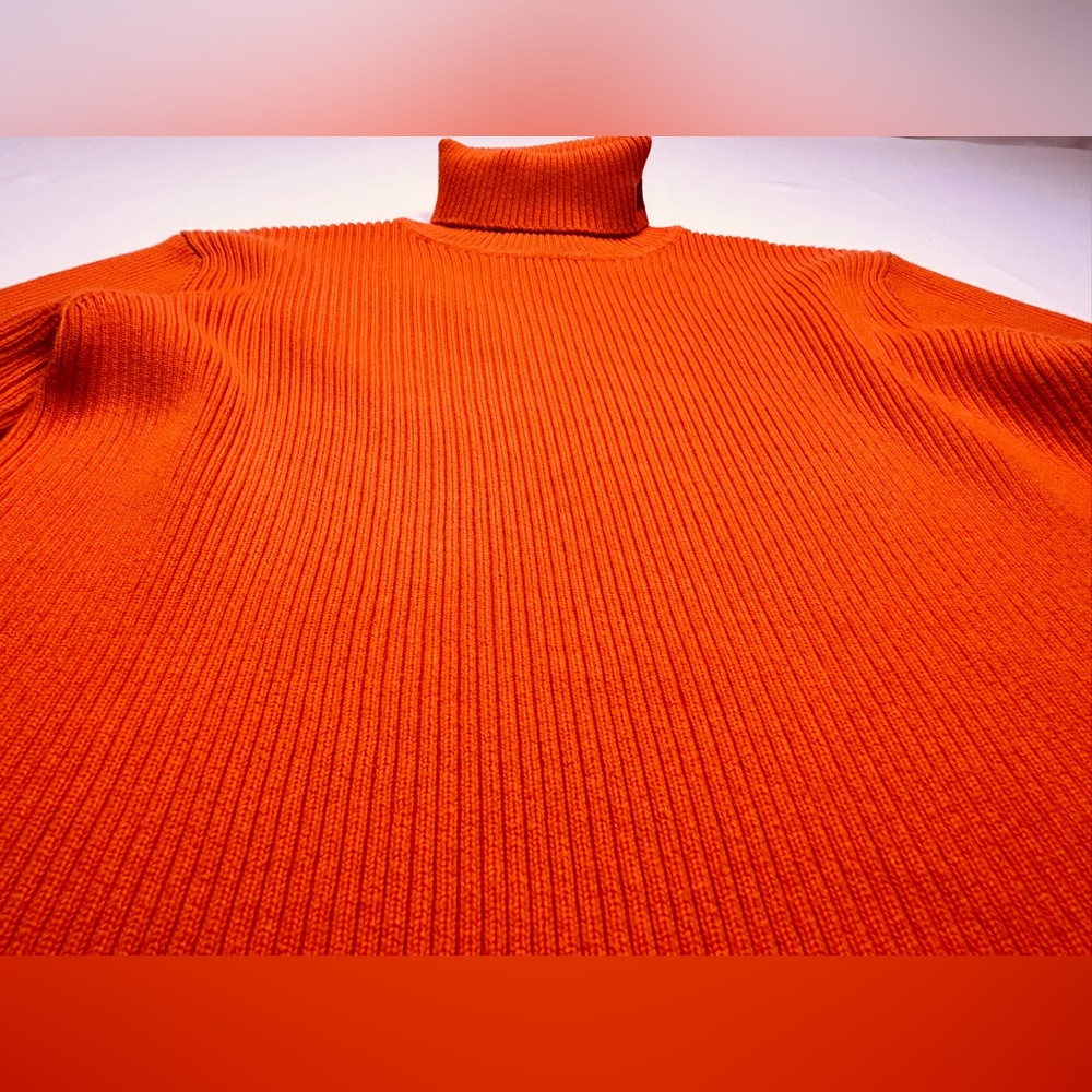 VTG Lauren Ralph Lauren Orange 🍊 Rib Knit Turtleneck Large - Picture 4 of 10